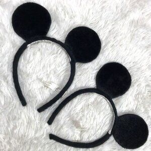 NWOT Set of 2 Low Pile Faux Fur Mickey Mouse Ears Headbands